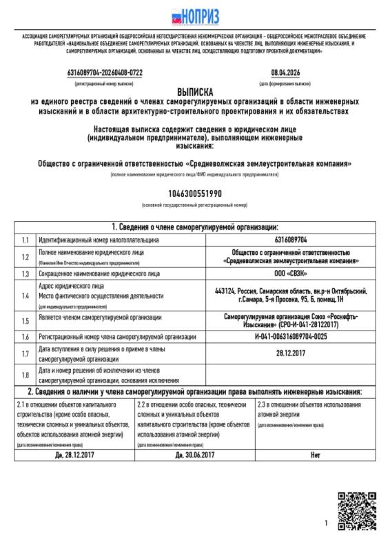 Выписка СРО Инженерные изыскания